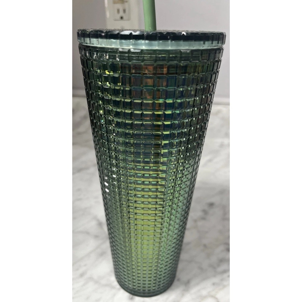 STARBUCKS - Christmas Green Holiday Tumbler Venti 24oz Cold Cup With Straw NEW - Picture 4 of 6